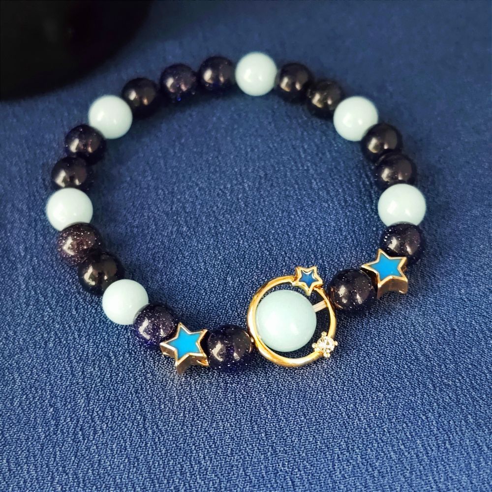 Wholesale Obsidian gold sandstone and noctilucent fluorite bracelet