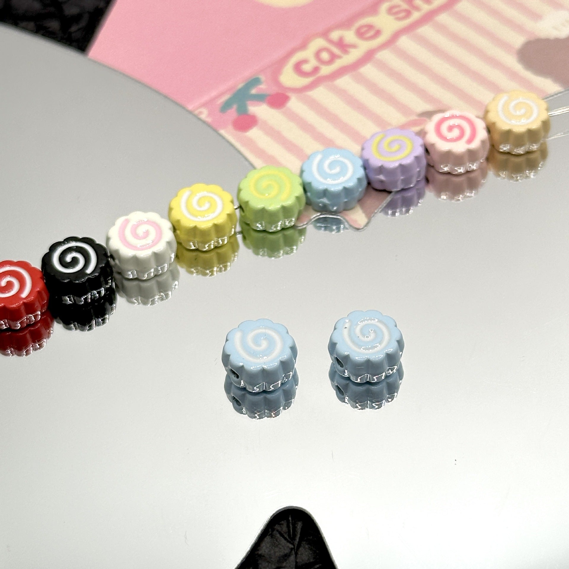 Wholesale 10pcs Cute Colorfulful Shrimp Cakes,  Fish Boards,  Lollipops,  Alloy Beads,  DIY