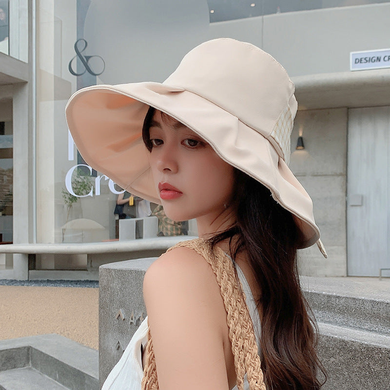 Wholesale Cotton Summer Sunscreen Bow Bucket Hat