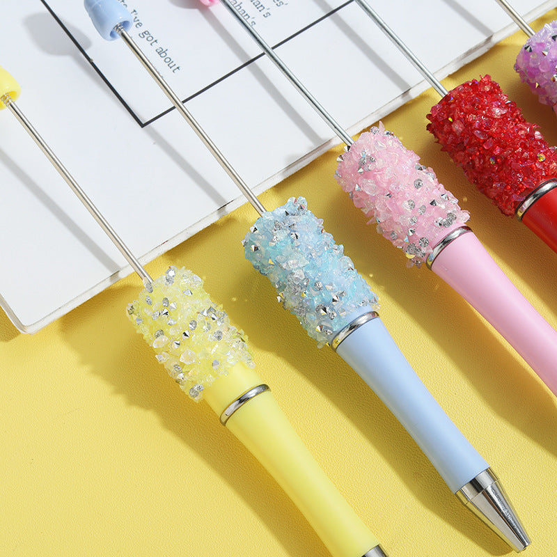 Wholesale 10pcs Beadable Pens Heavy Handmade Full Diamond Chain DIY Ballpoint Pen