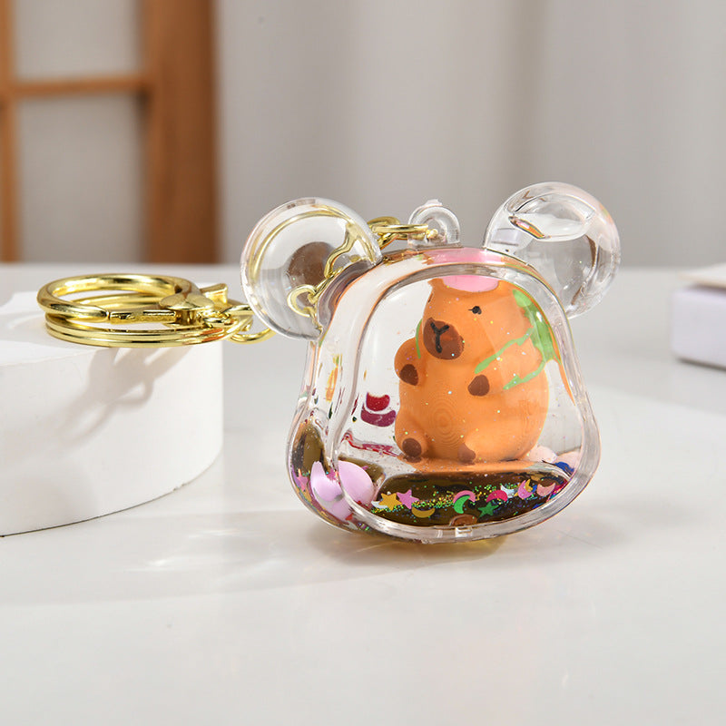 Wholesale Acrylic oil-filled capybara keychain