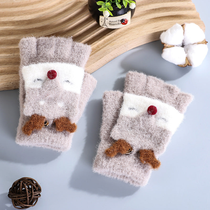 Wholesale Winter Children's Half-finger Flip Open Finger Half Warm Gloves