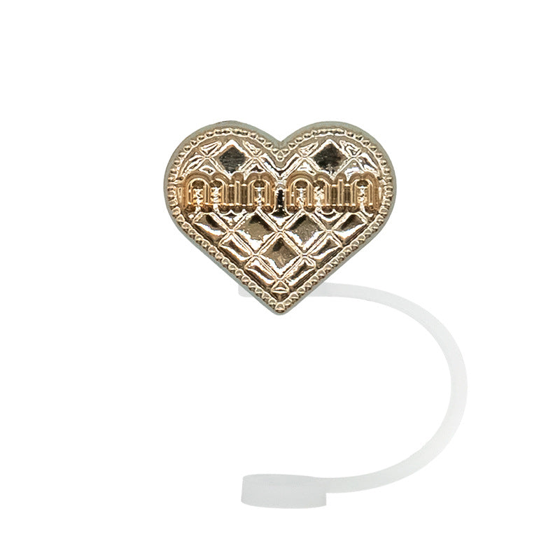 Wholesale 10pcs/packAcrylic Straw Cap Dust Plug Imitation Metal Shell