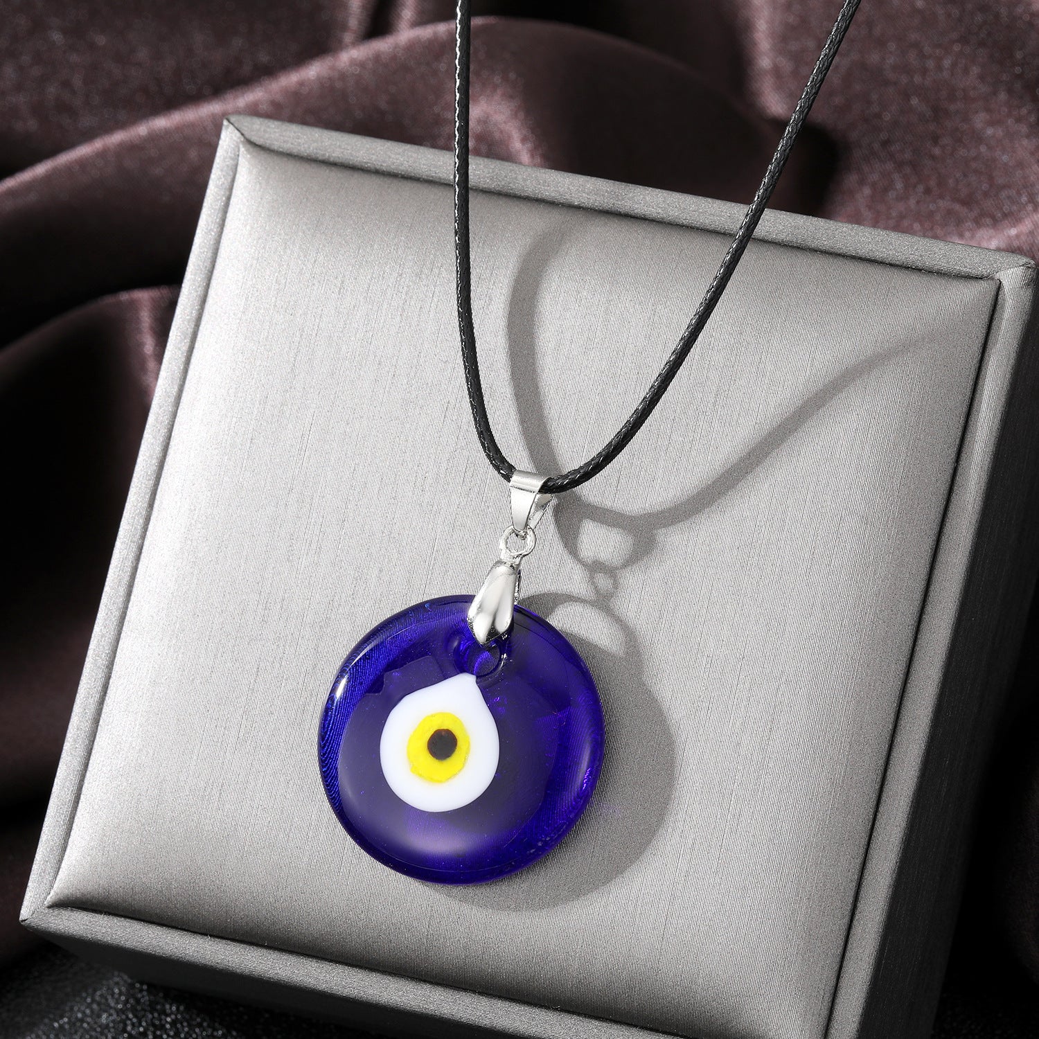 Wholesale 5PCS Vintage Blue Glass Devil's Eye Necklace