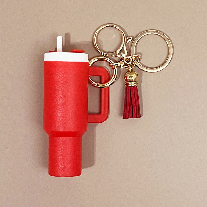 Wholesale ice cup can hold lipstick tassel pendant Mini Tumbler Cup Keychains