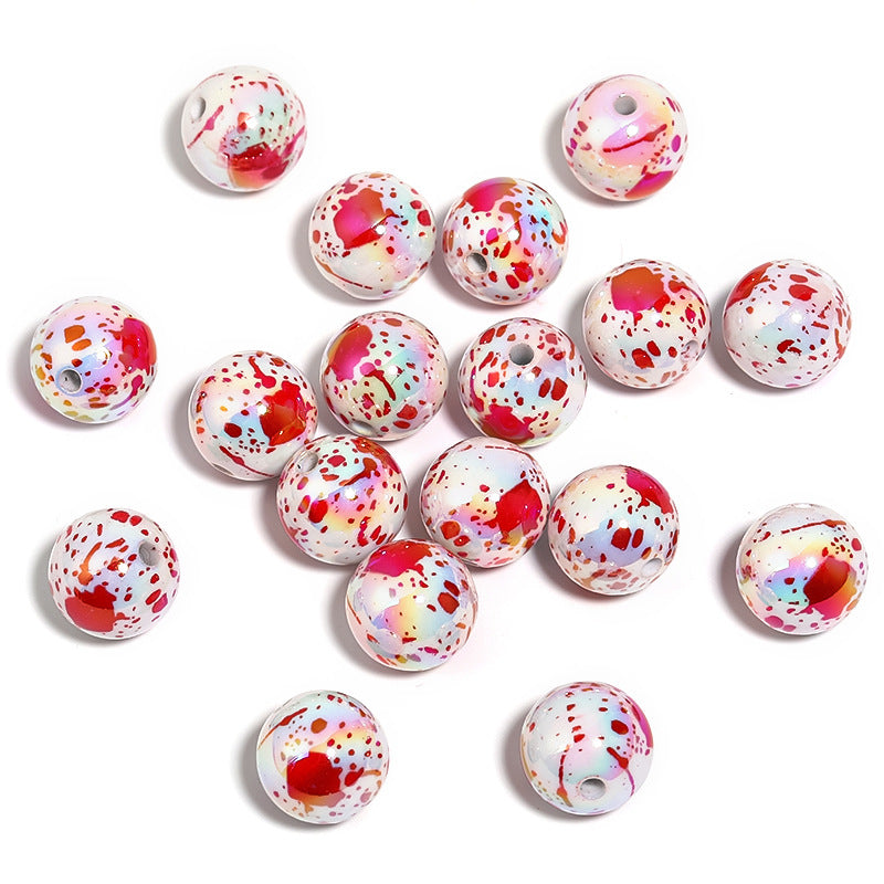 Wholesale 100pcs Bloody Rose Skull Printed Beads