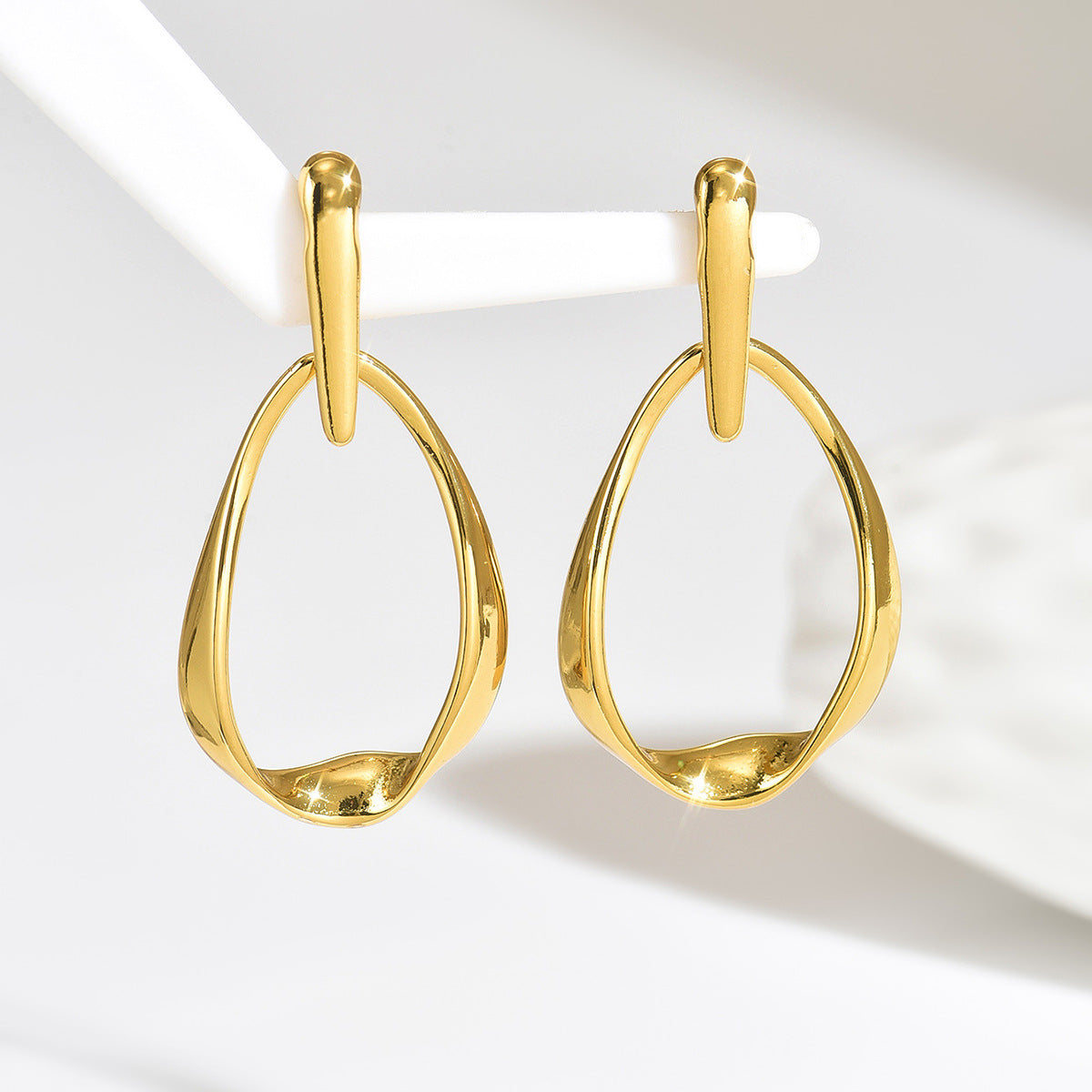Wholesale Gold Irregular Teardrop Stainless Steel Earrings