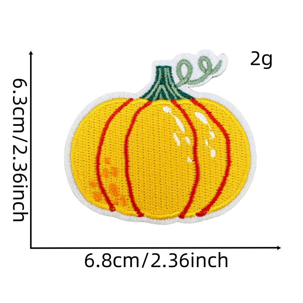 Wholesale Cartoon Autumn Harvest Embroidered Patches Pumpkin Maple Leaf Honey Pot Party Applique Decorative Craft Supply For Clothing Resale