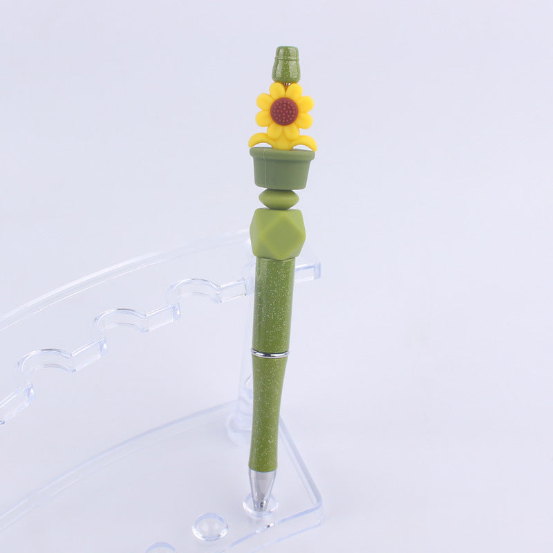 Wholesale Handmade Bead Pen Sunflower Silicone Ballpoint Pen
