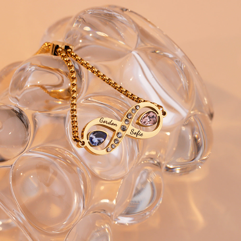 Wholesale Valentine's Day gift 8 words couple lettering bracelet stainless steel personality diy lettering bracelet new bracelet