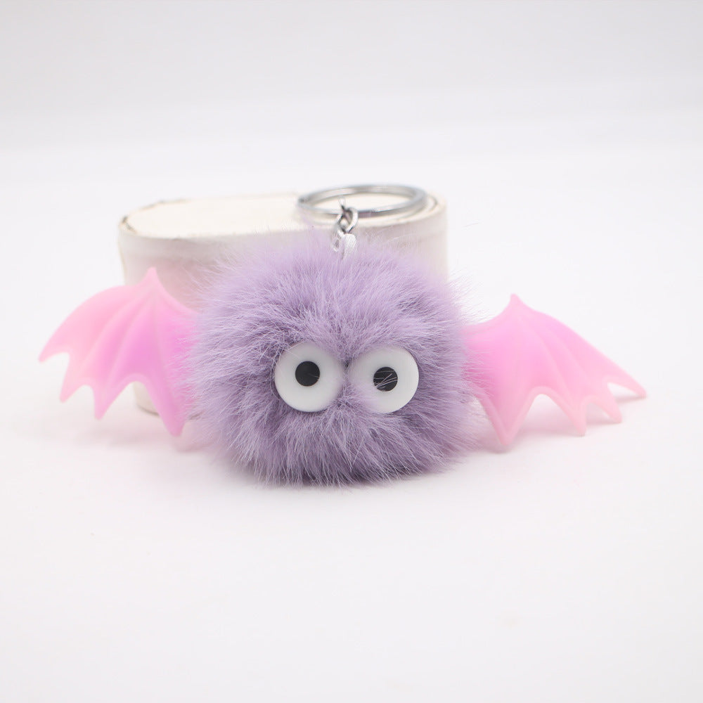 Wholesale Stylish  Black Bat Keychain Pendant Cute Plush Devil Design With Wings Zinc Alloy Hardware Bag Charm And Car Accessory