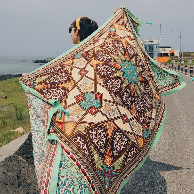 Wholesale Cotton Linen Seaside Oversized Sunscreen Silk Scarf