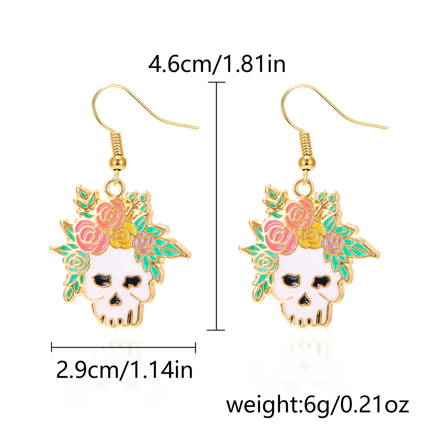 Wholesale  painting oil flowers skull ear hook earrings