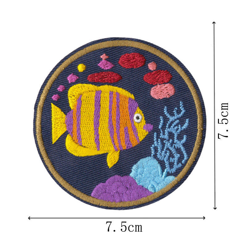 Wholesale Ocean Animal Seaweed Embroidery Patches 9 Piece Sew On Appliques Stylish DIY Craft Accessory For Clothing Towels Gift