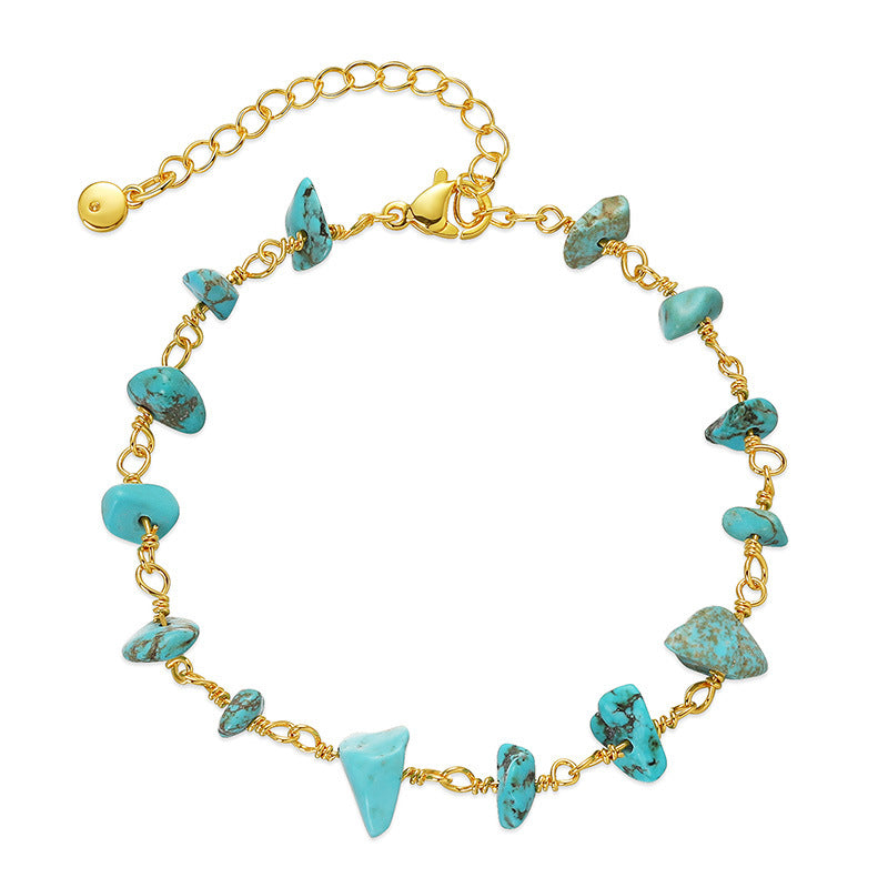Wholesale Turquoise Ethnic Style Gold Plated Bracelet