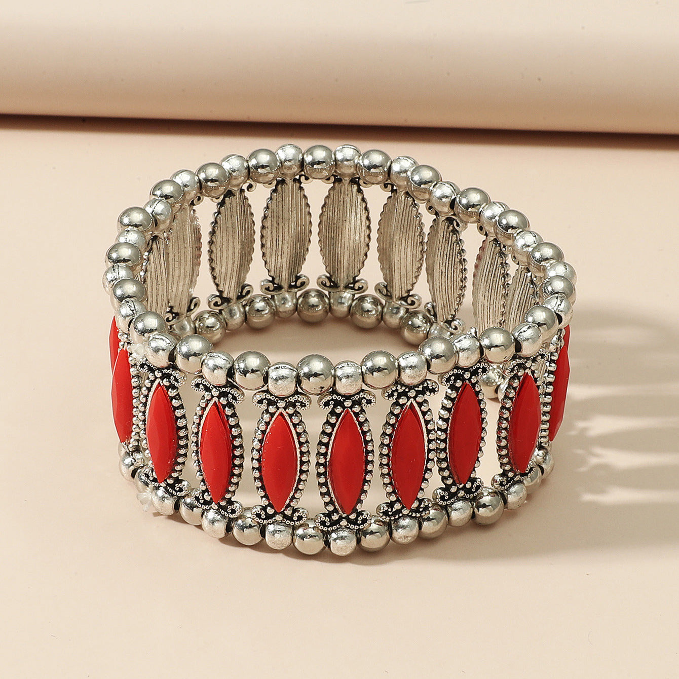 Wholesale Vintage Inlaid Resin Marquise Stretch Bracelet