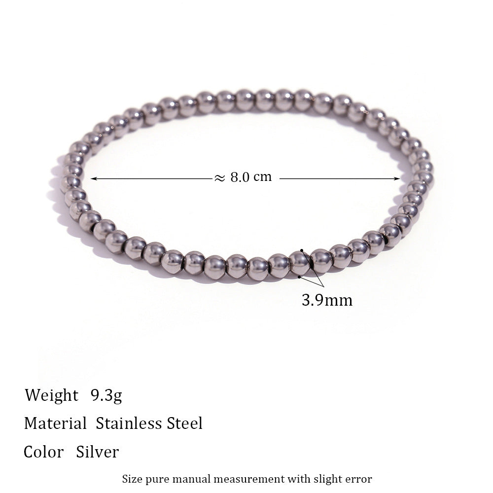 Wholesale Gold and silver colored round bead elastic stainless steel bracelets