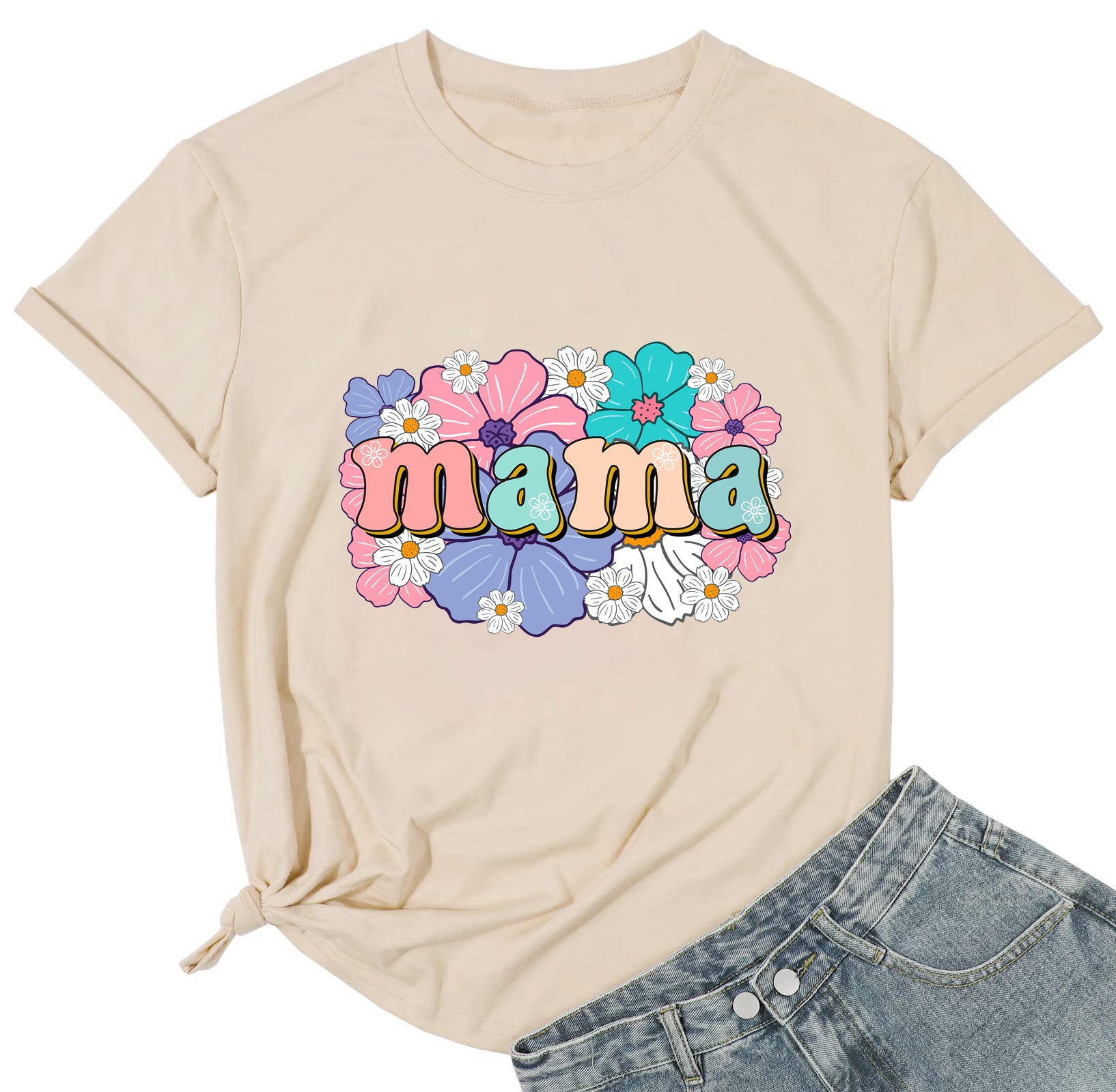 Wholesale Mama Mom Printed Cotton T-shirts