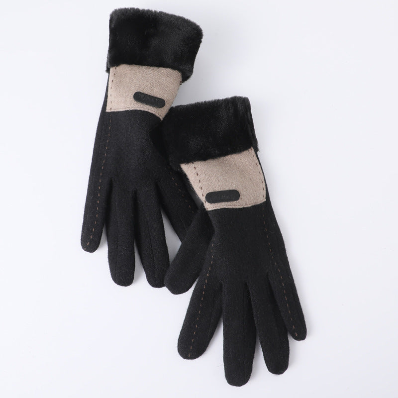 Wholesale Winter Cashmere Thickened Windproof and Warm Touch Screen Cycling Wool Gloves