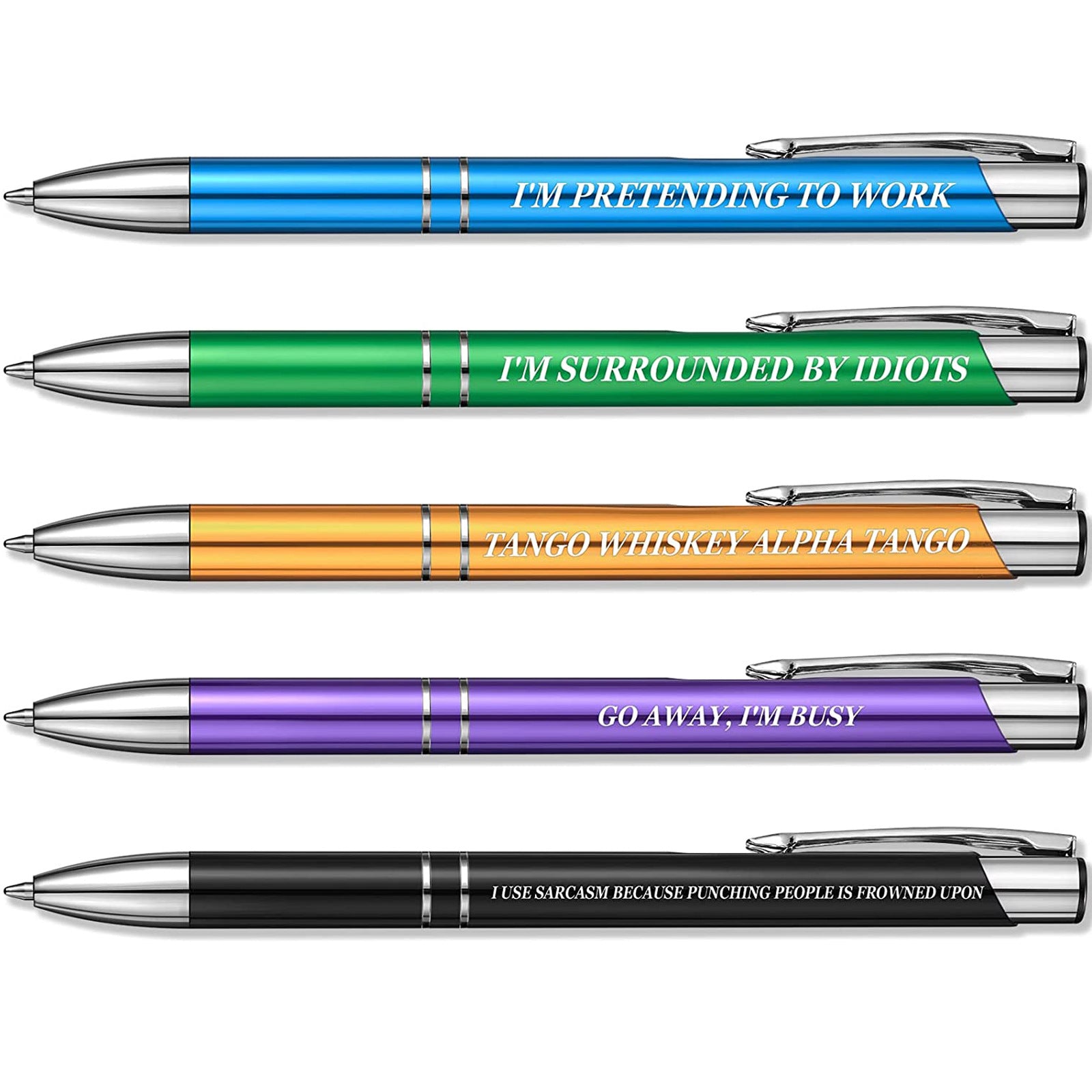 Wholesale 5pcs/set Office Fun Copywriting Metal Ballpoint Pens