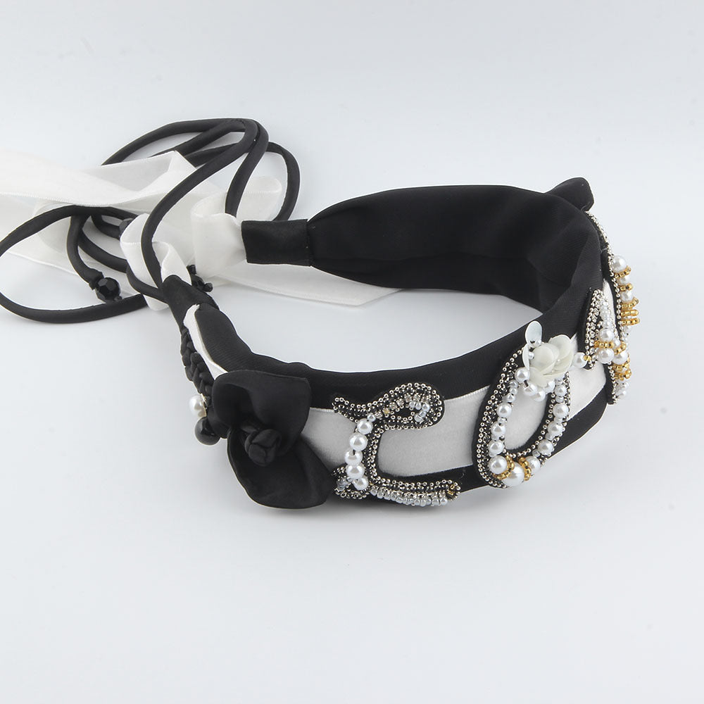 Wholesale Hair Art Pearl Fringe Wide Brim Headband