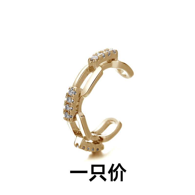 Wholesale Double Layer Zircon Geometric Silver Plating Earrings