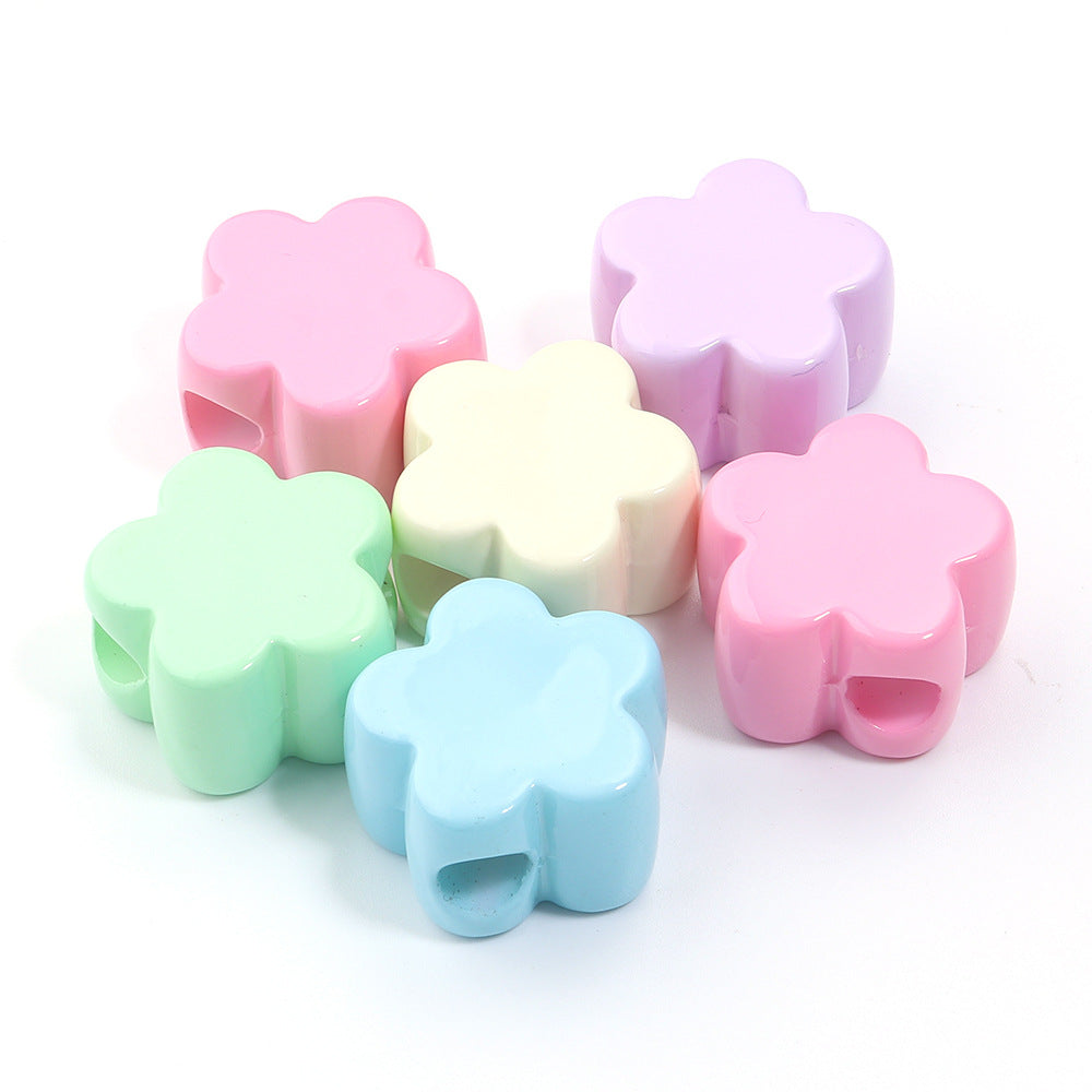 Wholesale 6pcs Acrylic Macaron Color Peach Heart DIY Beads