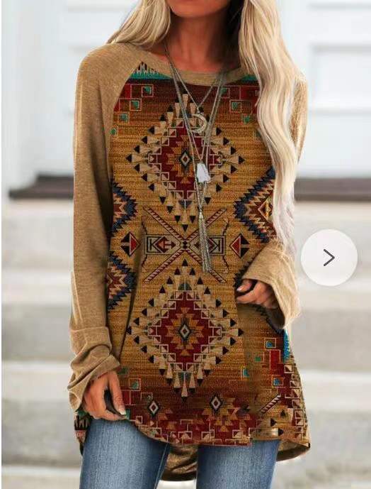 Wholesale Spandex Western Style Raglan Sleeves Loose Fitting T-shirt Women's Top