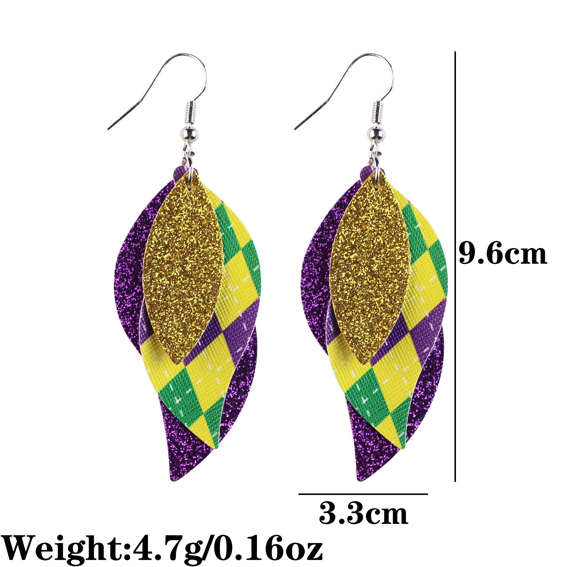 Wholesale Carnival Multi-layered Leaf  Mardi Gras Earrings