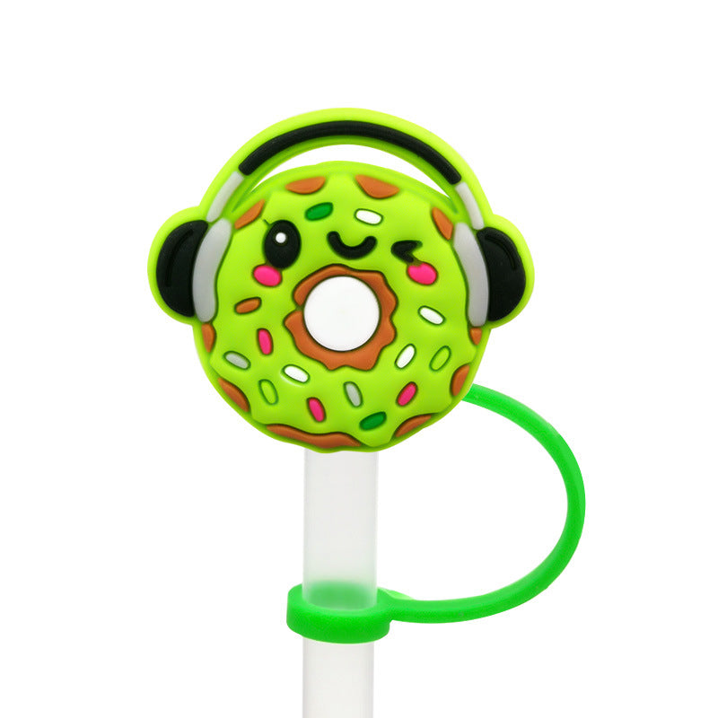 Wholesale 10pcs Donut Straw Cover Straw Cap Silicone Dust Plug