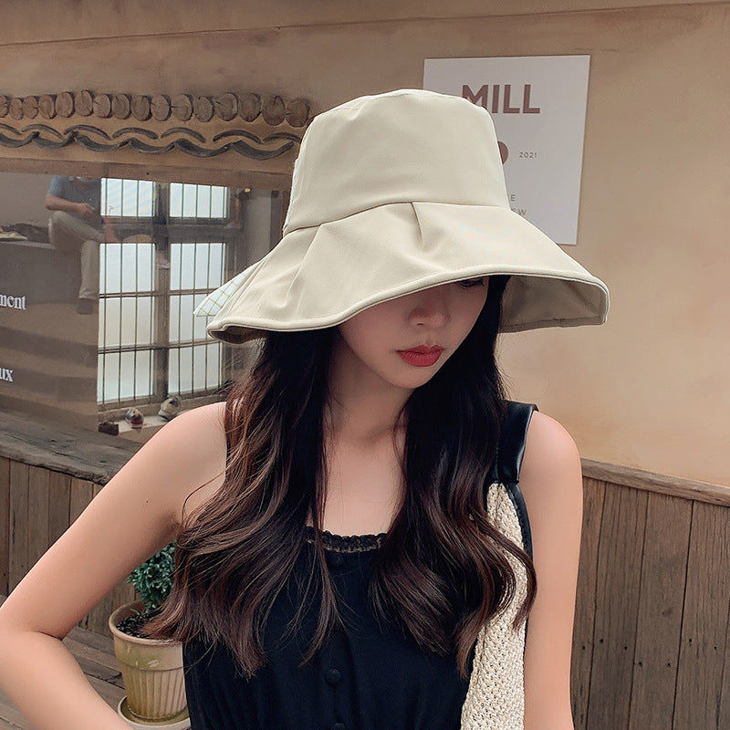 Wholesale Cotton Summer Sunscreen Bow Bucket Hat