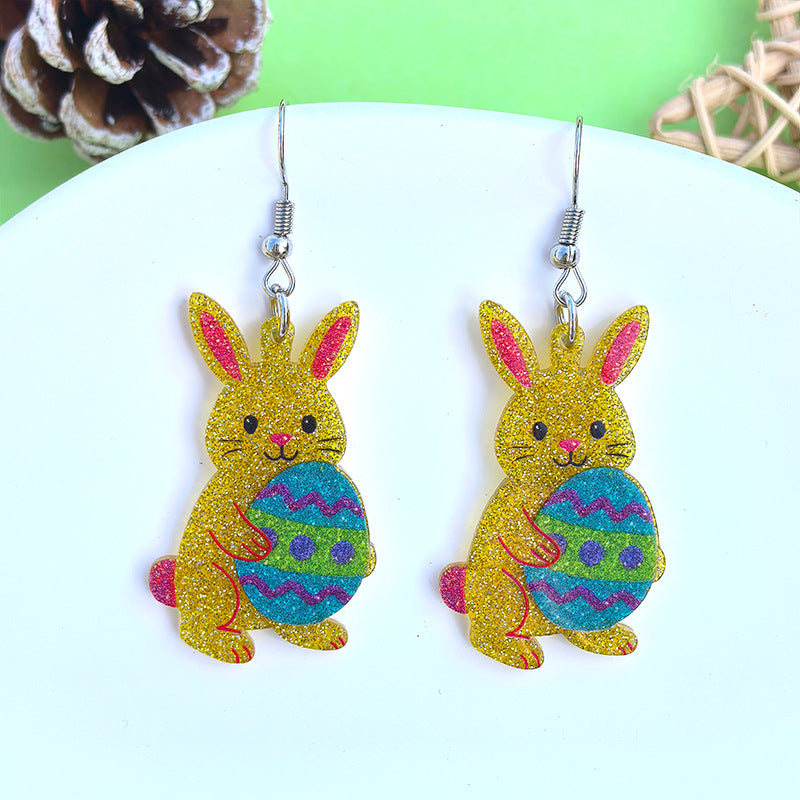 Wholesale Easter cartoon rabbit Easter egg acrylic earrings