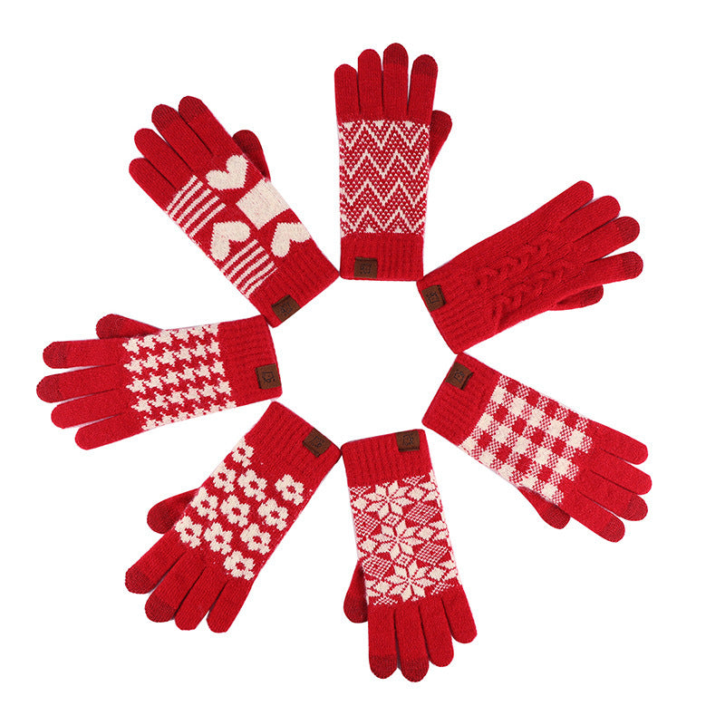 Wholesale Winter Red Warm Touch Screen Gloves