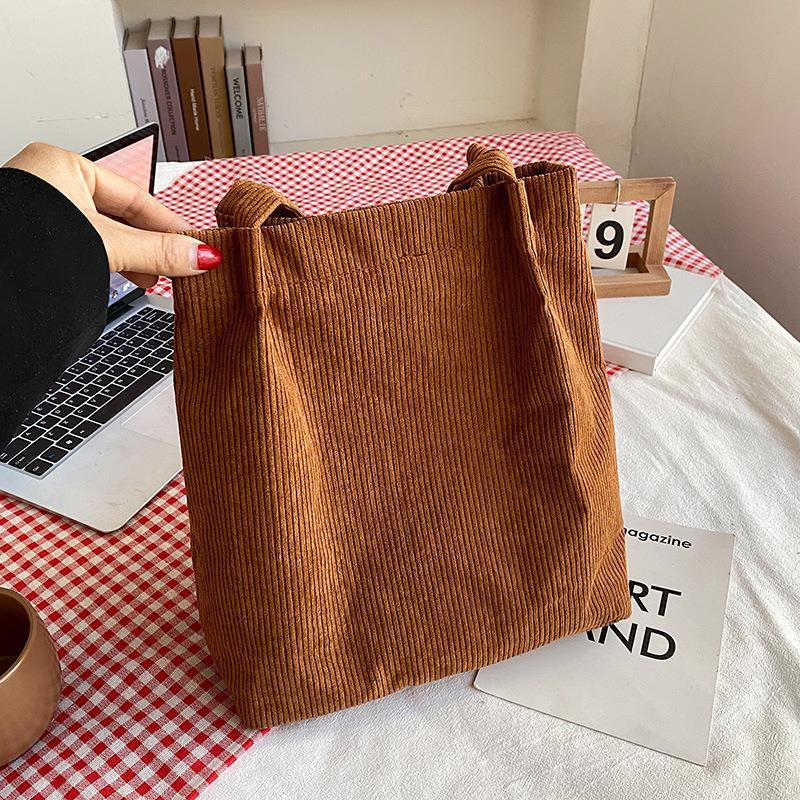 Volesar Cartoon Embroidered Corduroy Shoulder Bag