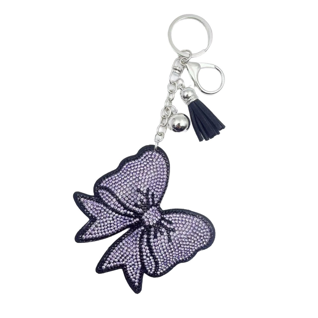 Wholesale 6pcs crystal rhinestone bow keychain