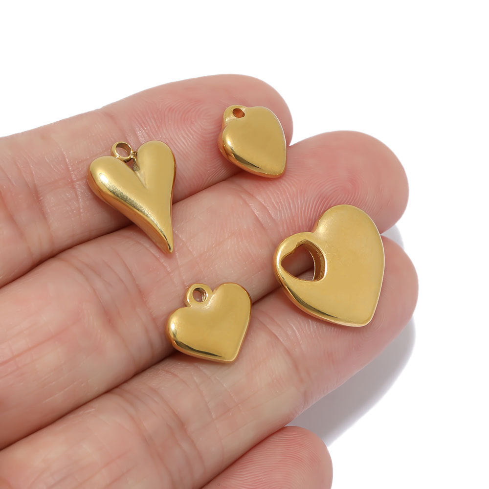 Wholesale 5PCS/PACK Stainless Steel Three-dimensional Peach Heart Small Pendant DIY Jewelry Pendant