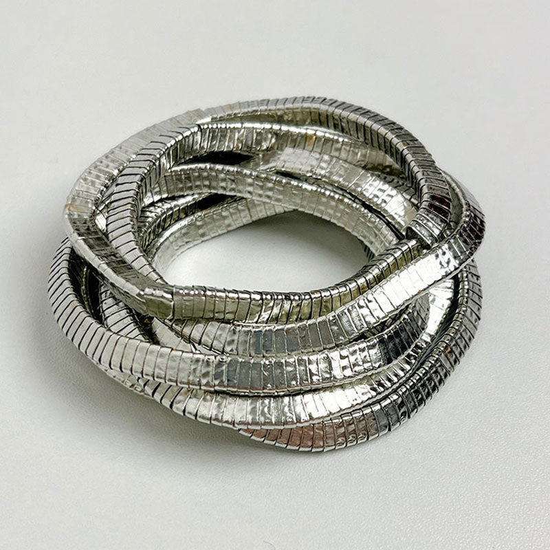 Wholesale Light Luxury Multi-layer Gold and Silver Stacked Stretch Bracelet Women's Niche High-end Retro Autumn and Winter Bracelet