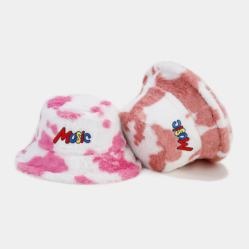 Wholesale Cow Pattern MUSIC Bucket Hat Plush Hat