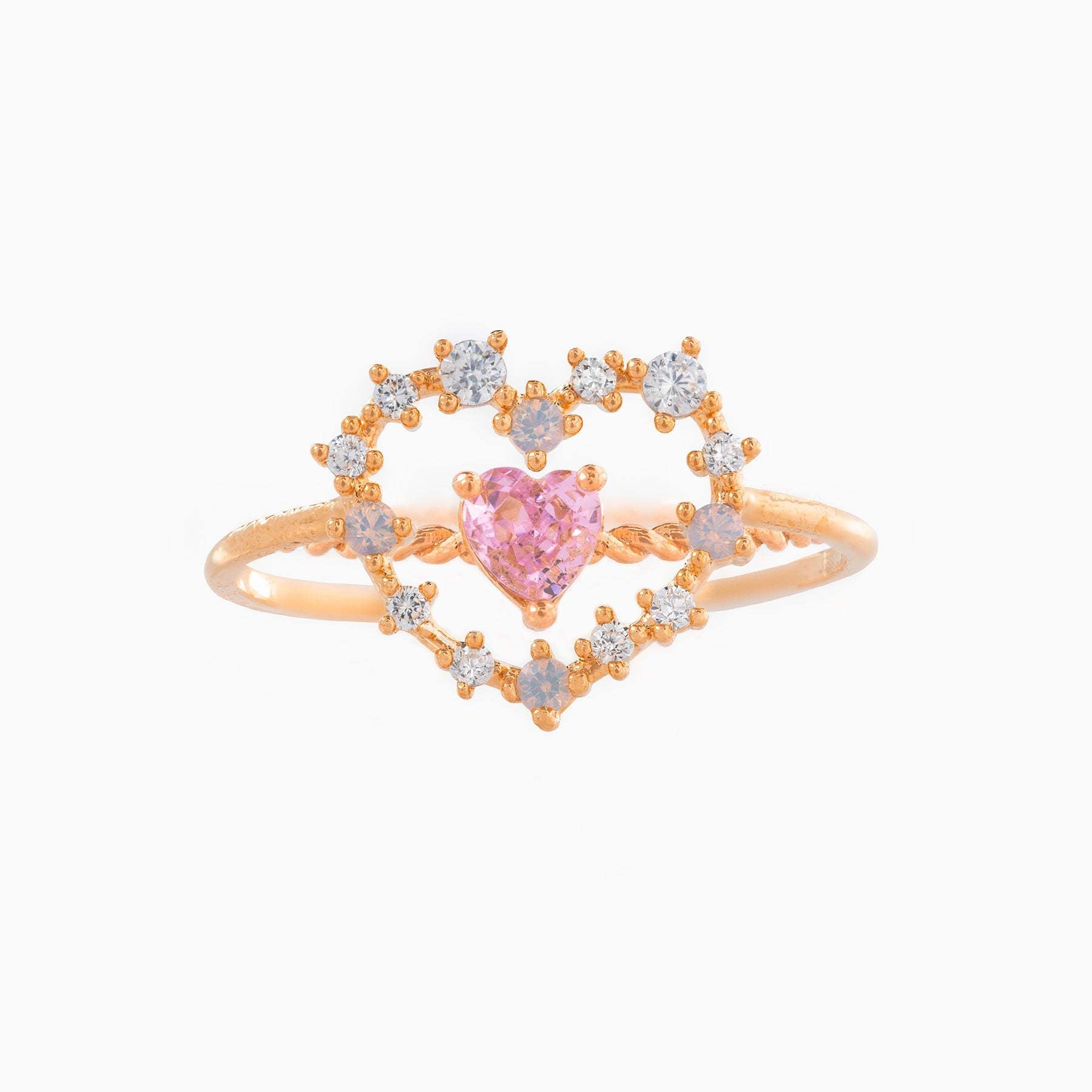 Wholesale Pink gemstone heart set diamond ring
