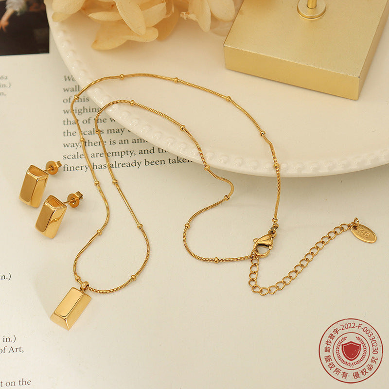 Wholesale Mini Gold Brick Snake Bone Chain Clip Beads Titanium Steel Necklaces