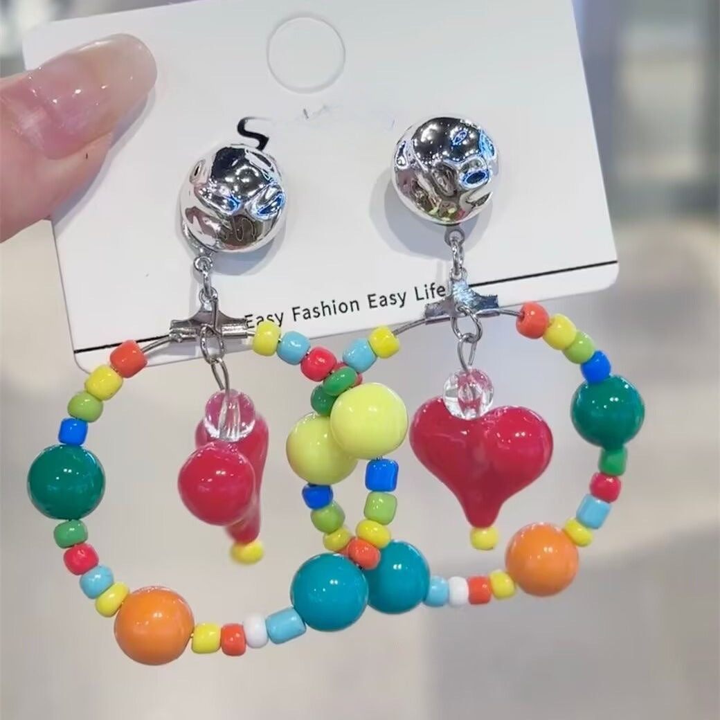 Wholesale Dopamine colorful beaded earrings