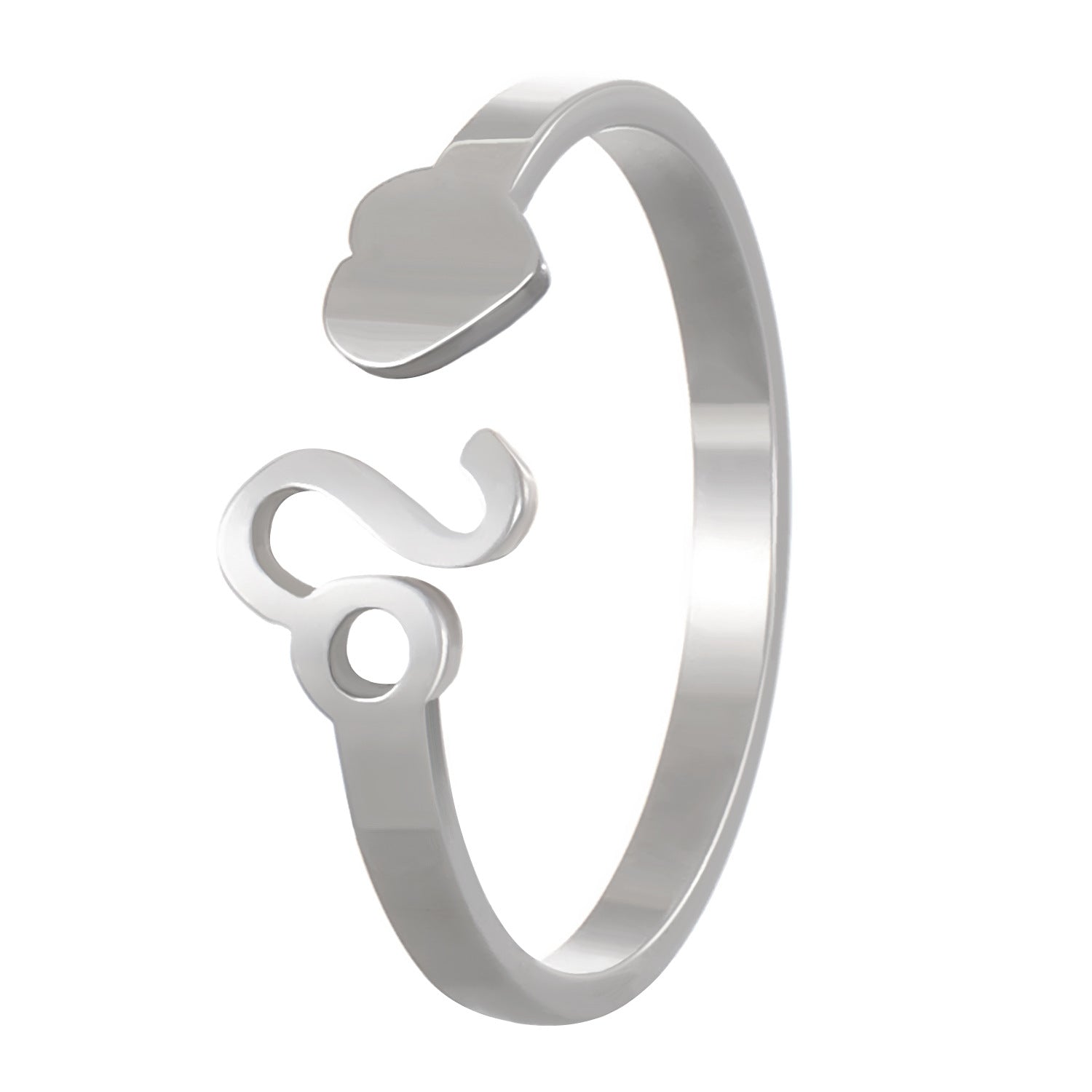 Wholesale Stainless Steel Twelve Constellations Three-dimensional Love Opening Adjustable Ring