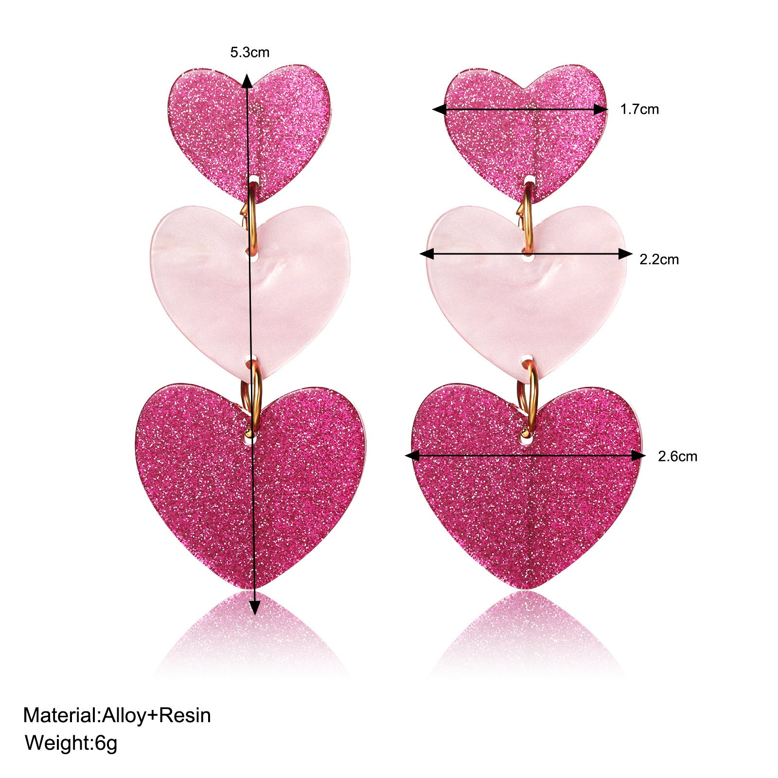 Wholesale color matching Barbie powder Valentine's Day acrylic love earrings simple pendant texture earrings