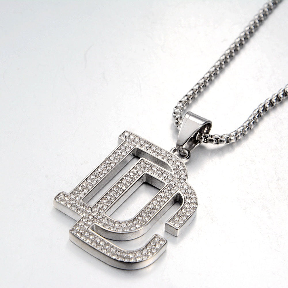 Wholesale Square Diamond Pendant Street Retro Hip-Hop Necklace