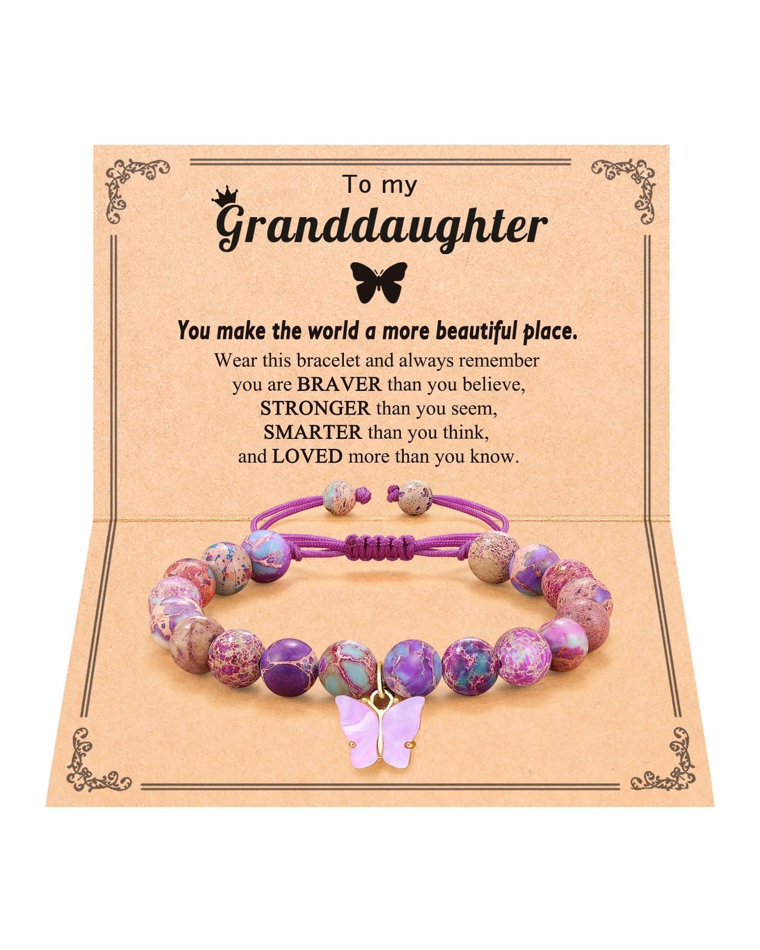 Wholesale Unisex Handmade Woven Butterfly Purple Acrylic Bead Bracelet Jewelry Accessory