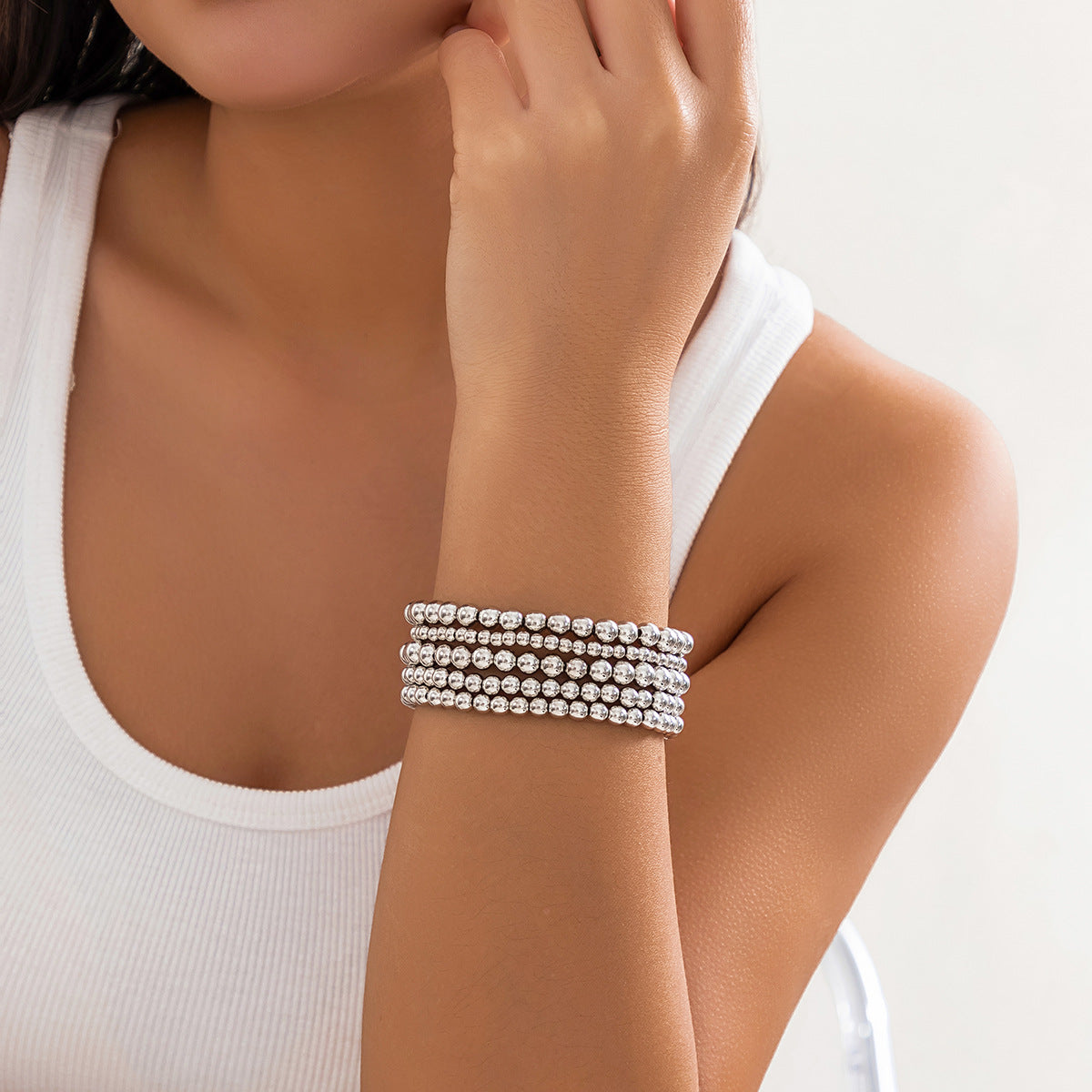 Wholesale Sweet Cool Beaded Love Alloy Bracelet Set