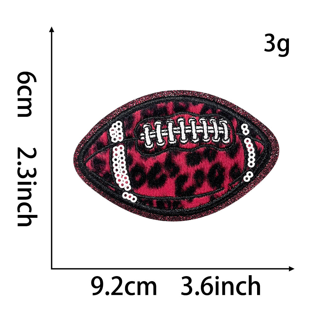 Wholesale Leopard Print Sequined Rugby Iron On Embroidery Patch For DIY Hat Coat Decoration Fashion Accessory