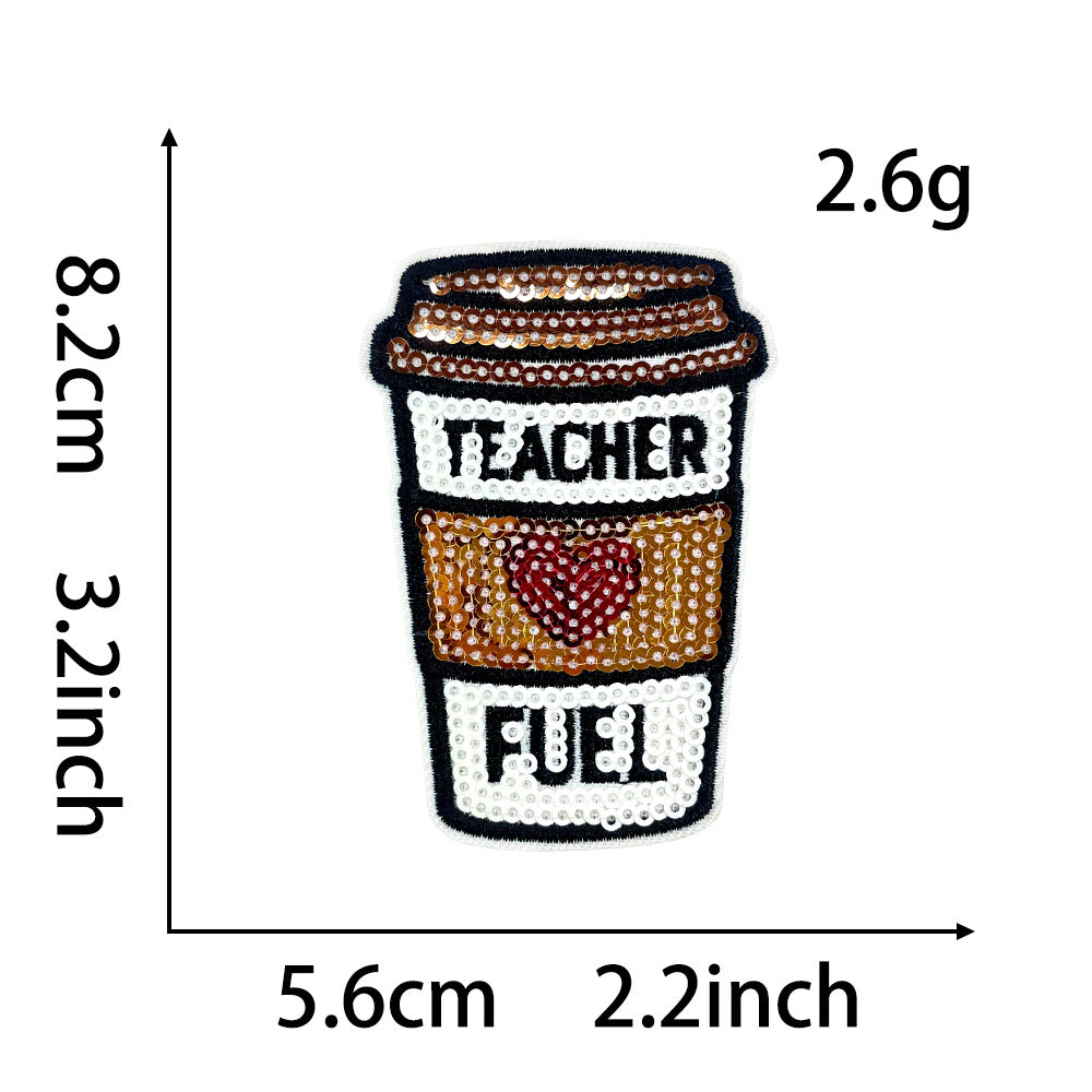 Wholesale Glitter Embroidered Patch Blackboard Book Design Teacher Gift DIY Iron On Applique