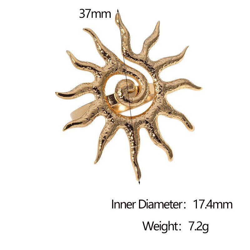 Wholesale Stainless Steel Open Sun Ring Luxury Jewelry