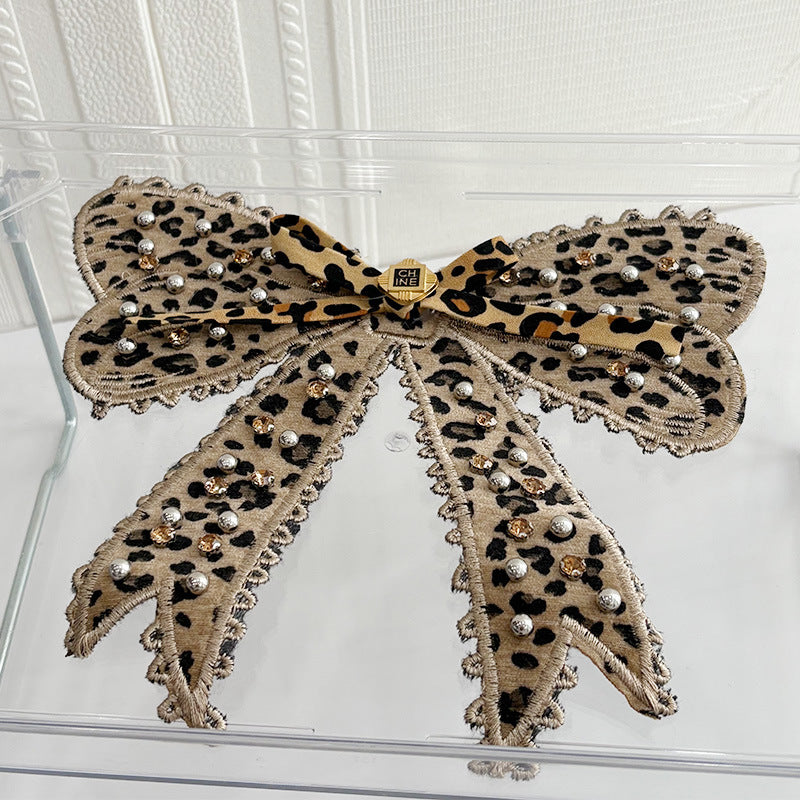 Wholesale Leopard print bow hot stamping embroidery DIY Patches